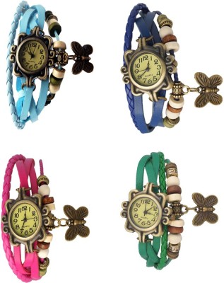 NS18 Vintage Butterfly Rakhi Combo of 4 Sky Blue, Pink, Blue And Green Analog Watch  - For Women   Watches  (NS18)