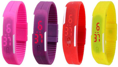 

Kissu Led Magnet Band Combo of 4 Pink, Purple, Red And Yellow Watch - For Men & Women