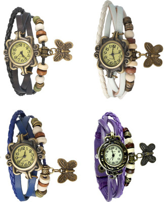 

Kissu Vintage Rakhi Combo of 4 Black, Blue, White And Purple Watch - For Women