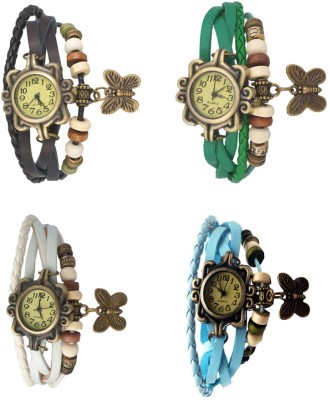 NS18 Vintage Butterfly Rakhi Combo of 4 Black, White, Green And Sky Blue Analog Watch  - For Women   Watches  (NS18)