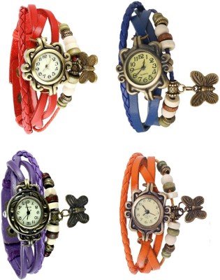 NS18 Vintage Butterfly Rakhi Combo of 4 Red, Purple, Blue And Orange Analog Watch  - For Women   Watches  (NS18)