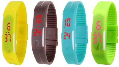 NS18 Silicone Led Magnet Band Combo of 4 Yellow, Brown, Sky Blue And Green Digital Watch  - For Boys & Girls   Watches  (NS18)