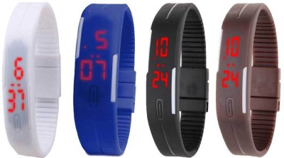 NS18 Silicone Led Magnet Band Combo of 4 White, Blue, Black And Brown Digital Watch  - For Boys & Girls   Watches  (NS18)