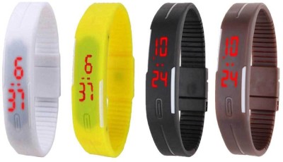 NS18 Silicone Led Magnet Band Combo of 4 White, Yellow, Black And Brown Digital Watch  - For Boys & Girls   Watches  (NS18)