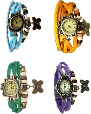 NS18 Vintage Butterfly Rakhi Combo of 4 Sky Blue, Green, Yellow And Purple Analog Watch  - For Women   Watches  (NS18)