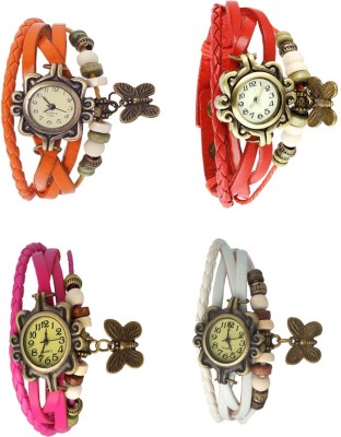 NS18 Vintage Butterfly Rakhi Combo of 4 Orange, Pink, Red And White Analog Watch  - For Women   Watches  (NS18)