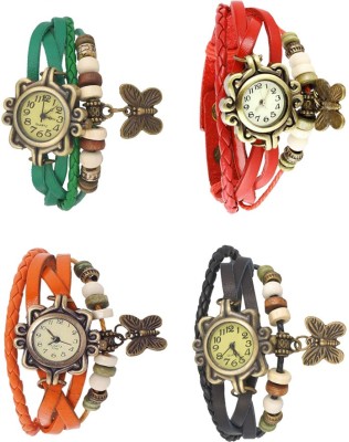 NS18 Vintage Butterfly Rakhi Combo of 4 Green, Orange, Red And Black Analog Watch  - For Women   Watches  (NS18)