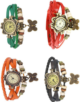 

Kissu Vintage Rakhi Combo of 4 Green, Orange, Red And Black Watch - For Women