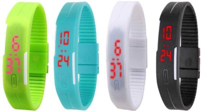 NS18 Silicone Led Magnet Band Combo of 4 Green, Sky Blue, White And Black Digital Watch  - For Boys & Girls   Watches  (NS18)