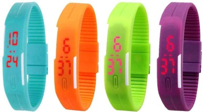 NS18 Silicone Led Magnet Band Watch Combo of 4 Sky Blue, Orange, Green And Purple Digital Watch  - For Couple   Watches  (NS18)