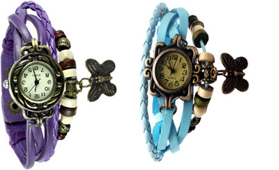 

Kissu Vintage Rakhi Watch Combo of 2 Purple And Sky Blue Watch - For Women