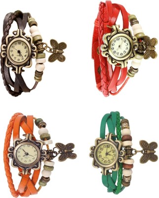 NS18 Vintage Butterfly Rakhi Combo of 4 Brown, Orange, Red And Green Analog Watch  - For Women   Watches  (NS18)