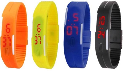 NS18 Silicone Led Magnet Band Combo of 4 Orange, Yellow, Blue And Black Digital Watch  - For Boys & Girls   Watches  (NS18)