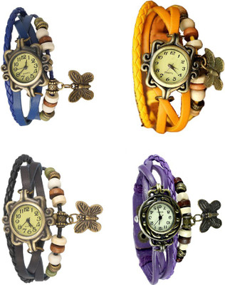 

Kissu Vintage Rakhi Combo of 4 Blue, Black, Yellow And Purple Watch - For Women