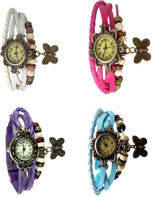 NS18 Vintage Butterfly Rakhi Combo of 4 White, Purple, Pink And Sky Blue Analog Watch  - For Women   Watches  (NS18)