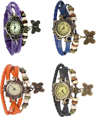 NS18 Vintage Butterfly Rakhi Combo of 4 Purple, Orange, Blue And Black Analog Watch  - For Women   Watches  (NS18)