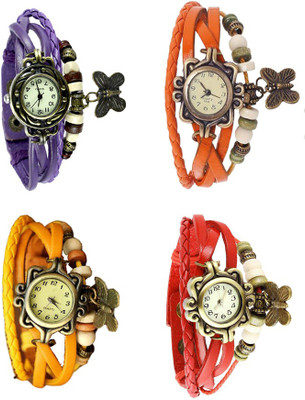 

Kissu Vintage Rakhi Combo of 4 Purple, Yellow, Orange And Red Watch - For Women