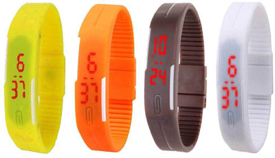 

Kissu Led Magnet Band Combo of 4 Yellow, Orange, Brown And White Watch - For Men & Women