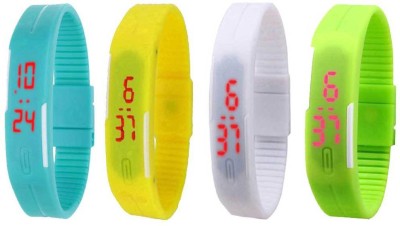 NS18 Silicone Led Magnet Band Combo of 4 Sky Blue, White, Yellow And Green Digital Watch  - For Boys & Girls   Watches  (NS18)