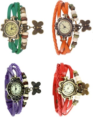 NS18 Vintage Butterfly Rakhi Combo of 4 Green, Purple, Orange And Red Analog Watch  - For Women   Watches  (NS18)