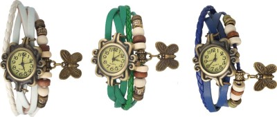 NS18 Vintage Butterfly Rakhi Watch Combo of 3 White, Green And Blue Analog Watch  - For Women   Watches  (NS18)