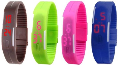 NS18 Silicone Led Magnet Band Combo of 4 Brown, Green, Pink And Blue Digital Watch  - For Boys & Girls   Watches  (NS18)