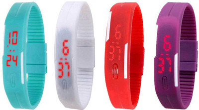 

Kissu Led Magnet Band Combo of 4 Sky Blue, White, Red And Purple Watch - For Men & Women