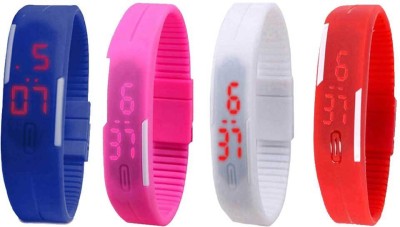 NS18 Silicone Led Magnet Band Watch Combo of 4 Blue, Pink, White And Red Digital Watch  - For Couple   Watches  (NS18)