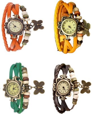 NS18 Vintage Butterfly Rakhi Combo of 4 Orange, Green, Yellow And Brown Analog Watch  - For Women   Watches  (NS18)