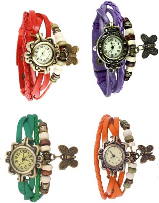 NS18 Vintage Butterfly Rakhi Combo of 4 Red, Green, Purple And Orange Analog Watch  - For Women   Watches  (NS18)