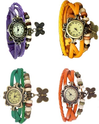 NS18 Vintage Butterfly Rakhi Combo of 4 Purple, Green, Yellow And Orange Analog Watch  - For Women   Watches  (NS18)