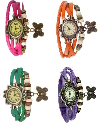 NS18 Vintage Butterfly Rakhi Combo of 4 Pink, Green, Orange And Purple Analog Watch  - For Women   Watches  (NS18)