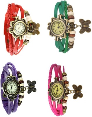 NS18 Vintage Butterfly Rakhi Combo of 4 Red, Purple, Green And Pink Analog Watch  - For Women   Watches  (NS18)