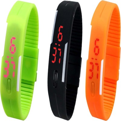 Y&D Combo of Led Band Green + Black + Orange Digital Watch  - For Couple   Watches  (Y&D)