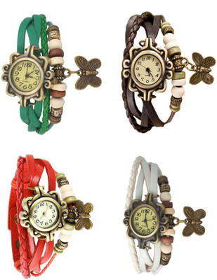 NS18 Vintage Butterfly Rakhi Combo of 4 Green, Red, Brown And White Analog Watch  - For Women   Watches  (NS18)