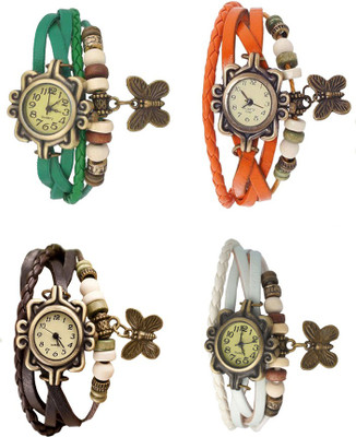 

NS18 Vintage Butterfly Rakhi Combo of 4 Green, Brown, Orange And White Watch - For Women