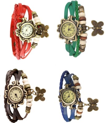 NS18 Vintage Butterfly Rakhi Combo of 4 Red, Brown, Green And Blue Analog Watch  - For Women   Watches  (NS18)