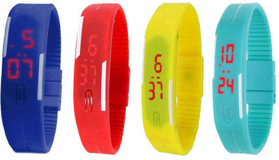 

Kissu Led Magnet Band Combo of 4 Blue, Red, Yellow And Sky Blue Watch - For Men & Women