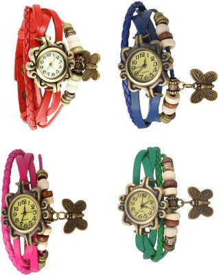 NS18 Vintage Butterfly Rakhi Combo of 4 Red, Pink, Blue And Green Analog Watch  - For Women   Watches  (NS18)