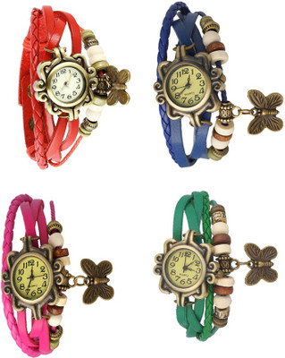 

Kissu Vintage Rakhi Combo of 4 Red, Pink, Blue And Green Watch - For Women