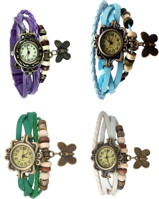 NS18 Vintage Butterfly Rakhi Combo of 4 Purple, Green, Sky Blue And White Analog Watch  - For Women   Watches  (NS18)