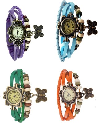 NS18 Vintage Butterfly Rakhi Combo of 4 Purple, Green, Sky Blue And Orange Analog Watch  - For Women   Watches  (NS18)