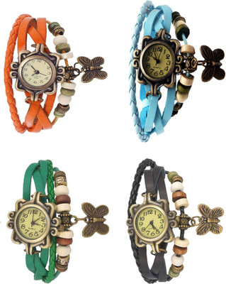 

Kissu Vintage Rakhi Combo of 4 Orange, Green, Sky Blue And Black Watch - For Women