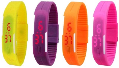 NS18 Silicone Led Magnet Band Combo of 4 Yellow, Purple, Orange And Pink Digital Watch  - For Boys & Girls   Watches  (NS18)