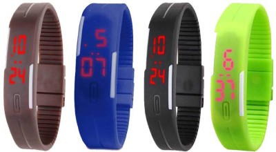 NS18 Silicone Led Magnet Band Combo of 4 Brown, Blue, Black And Green Digital Watch  - For Boys & Girls   Watches  (NS18)