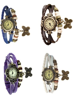 NS18 Vintage Butterfly Rakhi Combo of 4 Blue, Purple, Brown And White Analog Watch  - For Women   Watches  (NS18)