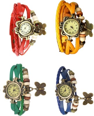 NS18 Vintage Butterfly Rakhi Combo of 4 Red, Green, Yellow And Blue Analog Watch  - For Women   Watches  (NS18)