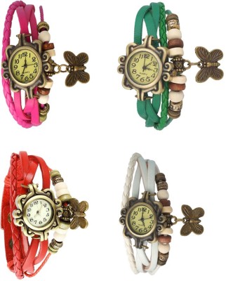 NS18 Vintage Butterfly Rakhi Combo of 4 Pink, Red, Green And White Analog Watch  - For Women   Watches  (NS18)