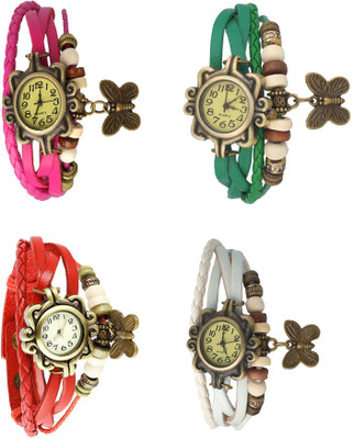 

NS18 Vintage Butterfly Rakhi Combo of 4 Pink, Red, Green And White Watch - For Women
