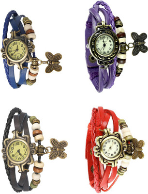 

Kissu Vintage Rakhi Combo of 4 Blue, Black, Purple And Red Watch - For Women